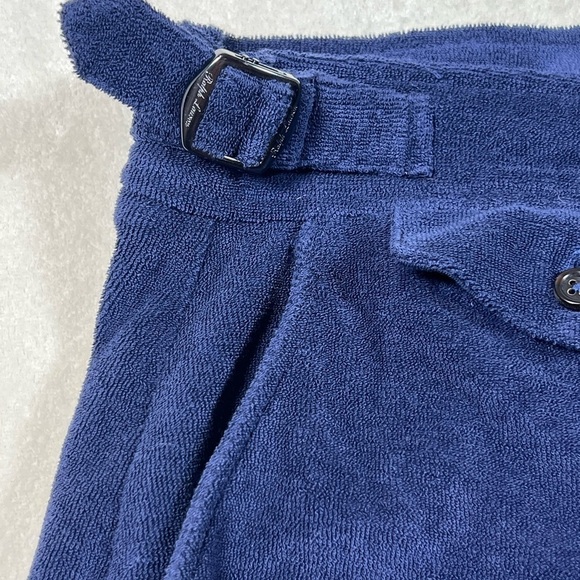 Ralph Lauren Purple Label RLPL XXL 5" Shorts Cotton Terrycloth Buckle Italy Soft - Picture 4 of 11